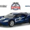 2017 Ford GT, Blue With White - Greenlight 13220C/48 - 1/64 Scale Diecast Model Toy Car