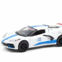 2020 Chevy Corvette C8 Stingray #145, White And Blue - Greenlight 13300E - 1/64 Scale Diecast Car