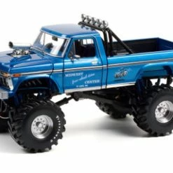 Midwest Four Wheel Drive & Performance Center 1974 Ford F-250 Monster Truck (with 48-inch Tires), Blue - Greenlight 13605 - 1/18 Scale Diecast Model Toy Car