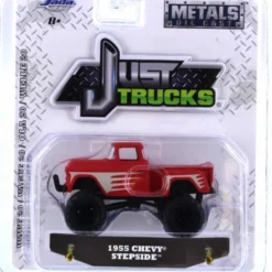 Jada Toys 1955 Chevy Stepside, Red With Gray - Jada 14020-W20 - 1/64 Scale Diecast Model Toy Car