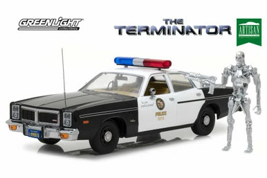 Greenlight 1977 Dodge Monaco Metro Police With T-800 Endoskeleton - 19042 - 1/18 Scale Diecast Model Toy Car
