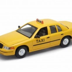 1999 Ford Crown Victoria Taxi, Yellow - Welly 22082WTX - 1/24 Scale Diecast Model Toy Car