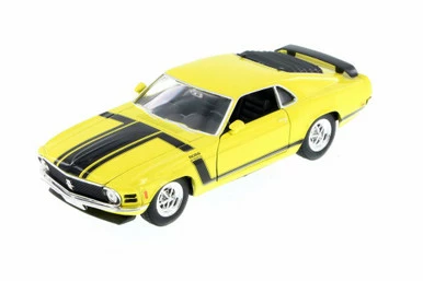 1970 Ford Mustang Boss 302 Hard Top, Yellow - Welly 22088WYL - 1/24 Scale Diecast Model Toy Car