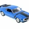 1970 Ford Mustang Boss 302, Blue W/ Black - Welly 22088WBU - 1/24 Scale Diecast Model Toy Car