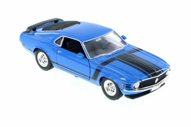 1970 Ford Mustang Boss 302, Blue W/ Black - Welly 22088WBU - 1/24 Scale Diecast Model Toy Car
