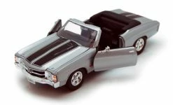 1971 Chevy Chevelle SS454 Convertible, Silver - Welly 22089 - 1/24 Scale Diecast Model Toy Car