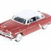 1953 Ford Crestline Victoria, Red W/ White - Welly 22093WR - 1/24 Scale Diecast Model Toy Car