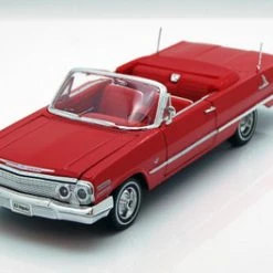 1963 Chevy Impala Convertible, Red - Welly 22434 - 1/24 Scale Diecast Model Toy Car