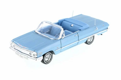 1963 Chevy Impala Convertible, Pastel Blue - Welly 22434WBU - 1/24 Scale Diecast Model Toy Car