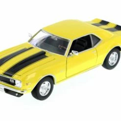 1968 Chevy Camaro Z28, Yellow W/ Black - Welly 22448WYL - 1/24 Scale Diecast Model Toy Car