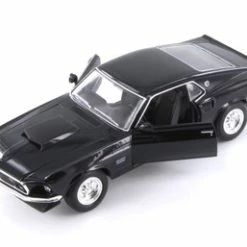1969 Ford Mustang Boss 429, Black - Welly 24067WBK - 1/24 Scale Diecast Model Toy Car