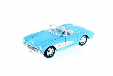 1957 Chevy Corvette Convertible, Light Blue - Welly 29393WBU - 1/24 Scale Diecast Model Toy Car