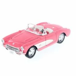 1957 Chevy Corvette Convertible, Pink W/ White - Welly 29393WPK - 1/24 Scale Diecast Model Toy Car