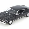 1968 Chevy Chevelle SS 396, Black W/ Black - Welly 29397WBK - 1/24 Scale Diecast Model Toy Car