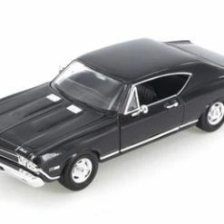 1968 Chevy Chevelle SS 396, Black W/ Black - Welly 29397WBK - 1/24 Scale Diecast Model Toy Car