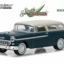 1955 Chevy Nomad, Blue And Cream - Greenlight 29910A/48 - 1/64 Scale Diecast Model Toy Car