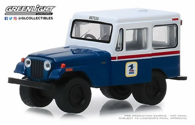1971 Jeep DJ-5 United States Postal Service, White W/Blue - Greenlight 29998 - 1/64 Diecast Car