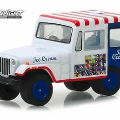 1975 Jeep DJ-5 Ice Cream Truck, White And Blue - Greenlight 30005/48 - 1/64 Scale Diecast Car