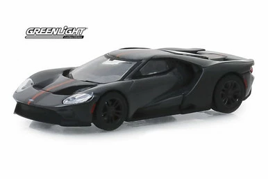 2019 Ford GT Carbon Series, Grey W/carbon & Orange Stripes - Greenlight 30039 - 1/64 Diecast Car