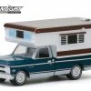 1969 Chevy C-10 Cheyenne With Large Camper, Green - Greenlight 30121/48 - 1/64 Scale Diecast Model Toy Car