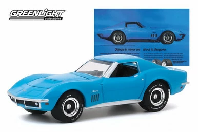 1969 Chevy Corvette, 'Objects In Mirror Are About To Disappear' BFGoodrich Vintage Ad Car - Greenlight 30137/48 - 1/64 Scale Diecast Model Toy Car