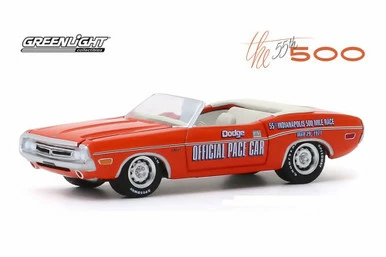 Greenlight 1971 Dodge Challenger Convertible, 55th Indy 500 Mile Race30144/48-1/64 Scale Diecast Model Toy Car
