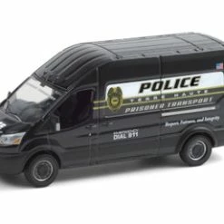 ModelToyCars Terre Haute, Indiana Police Prisoner Transport 2020 Ford Transit LWB High Roof, Black - Greenlight 30212/48 - 1/64 Scale Diecast Model Toy Car
