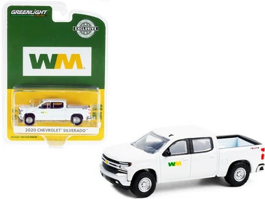 Waste Management 2020 Chevy Silverado Pickup Truck, White - Greenlight 30255/48 - 1/64 Diecast Car
