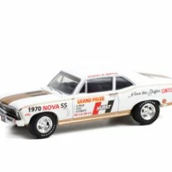 1970 Chevy Nova SS, White And Gold - Greenlight 30305/48 - 1/64 Scale Diecast Car