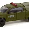 2021 Chevy Silverado LT Trail Boss Z71 W/ Camper, Green - Greenlight 30318 - 1/64 Scale Diecast Car