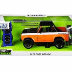 Jada Toys 1973 Ford Bronco, Orange With Matte Black/White - Jada 31058-MJ - 1/24 Scale Diecast Model Toy Car