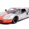 ModelToyCars 2005 Ford GT Hardtop, Silver And Orange - Jada Toys 31324 - 1/24 Scale Diecast Model Toy Car