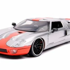 ModelToyCars 2005 Ford GT Hardtop, Silver And Orange - Jada Toys 31324 - 1/24 Scale Diecast Model Toy Car
