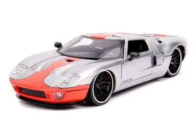 ModelToyCars 2005 Ford GT Hardtop, Silver And Orange - Jada Toys 31324 - 1/24 Scale Diecast Model Toy Car