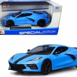 ModelToyCars 2020 Chevy Corvette Stingray Coupe Z51, Blue - Maisto 31527BL - 1/24 Scale Diecast Model Toy Car