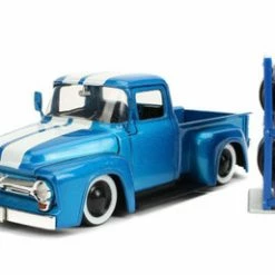 Jada Toys 1956 Ford F-100 Pickup, Blue And White - Jada 54027/W24 - 1/24 Scale Diecast Model Toy Car