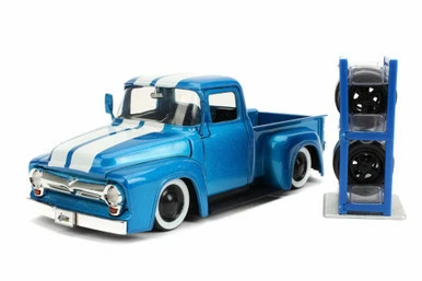 Jada Toys 1956 Ford F-100 Pickup, Blue And White - Jada 54027/W24 - 1/24 Scale Diecast Model Toy Car