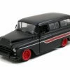 Jada Toys 1957 Chevy Suburban, Matte Black - Jada 31828DP1 - 1/24 Scale Diecast Model Toy Car
