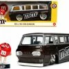 1965 Ford Econoline Bus With Red M&m's Figurine, Brown- Jada Toys 32027 - 1/24 Diecast Car