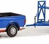 2020 Dodge Ram 2500 Laramie W/Car Trailer, Blue - Greenlight 32250D - 1/64 Scale Diecast Car