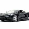 ModelToyCars 2020 Chevy Corvette Stingray, Glossy Black - Jada Toys 32284/4 - 1/24 Scale Diecast Model Toy Car
