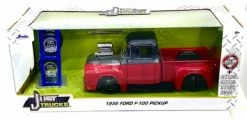 1956 Ford F-100 With Spare Tires, Red - Jada Toys 33019 - 1/24 Scale Diecast Model Toy Car