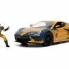 2020 Chevy Corvette Stingray W/ Wolverine, Marvel Cars - Jada Toys 33354 - 1/24 Scale Diecast Car