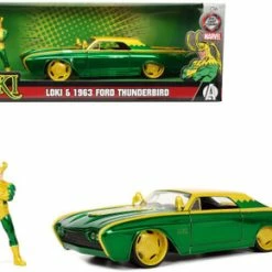 1963 Ford Thunderbird W/ Loki Figure, Marvel Cars - Jada Toys 33357 - 1/24 Scale Diecast Car
