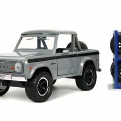 1973 Ford Bronco Pickup Truck With Extra Wheels, Gray - Jada Toys 33849 - 1/24 Scale Diecast Car