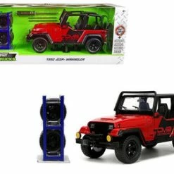 1992 Jeep Wrangler DV8 Off-Road With Extra Wheels, Red - Jada Toys 33851 - 1/24 Scale Diecast Car