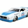 1973 Ford Mustang Mach 1 "MSP, White /Blue - Jada Toys 33858 - 1/24 Scale Diecast Model Toy Car