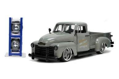 1953 Chevy Pickup And Extra Wheels, Gray - Jada Toys 34023 - 1/24 Scale Diecast Model Toy Car