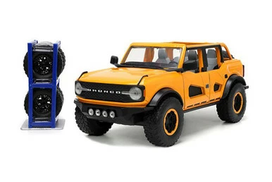 2021 Ford Bronco With Extra Wheels, Orange - Jada Toys 34025 - 1/24 Scale Diecast Model Toy Car