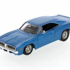 1969 Dodge Charger Hard Top, Blue - Showcasts 34256 - 1/24 Scale Diecast Model Toy Car